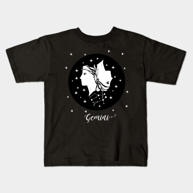 Gemini Zodiac Sign Constellation Kids T-Shirt by letnothingstopyou